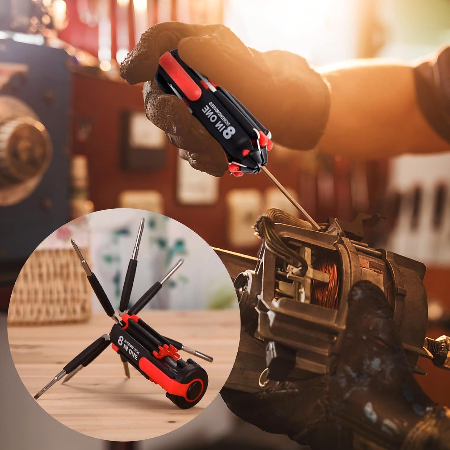 DESTORNILLADOR CON LINTERNA 8 EN 1